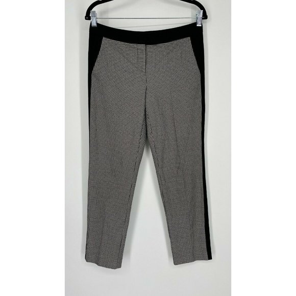Vince Camuto Houndstooth Ankle Tuxedo Stripe Pants Size 6P Mid Rise Straight Leg - Picture 1 of 10